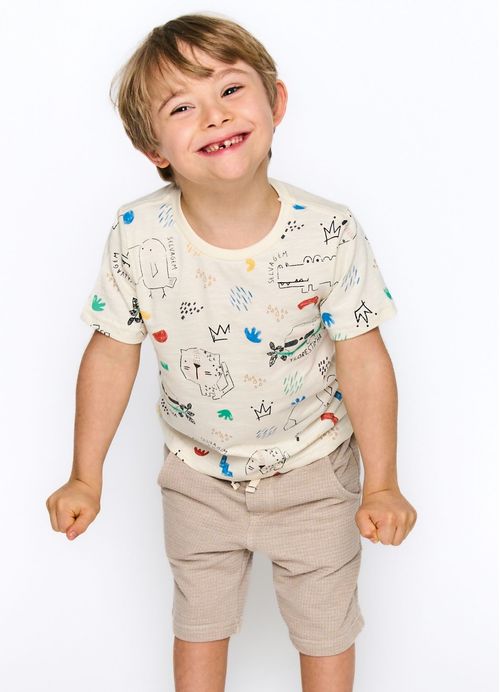 Camiseta Infantil Menino Estampa Bicho do Mato - Off White