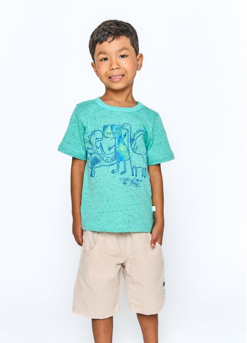 Camiseta Infantil Menino Estampa Dino - Verde Água
