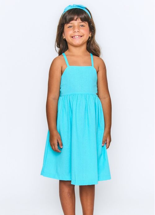 Vestido Infantil Florzinha - Azul