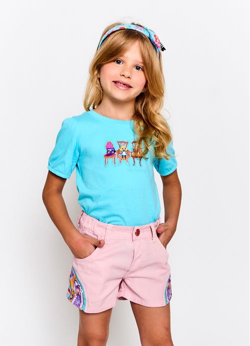 Short Infantil Menina Jardim das Maravilhas - Rosa