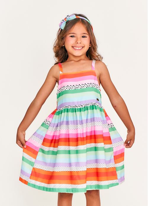 Vestido Infantil Menina Estampa Geocats