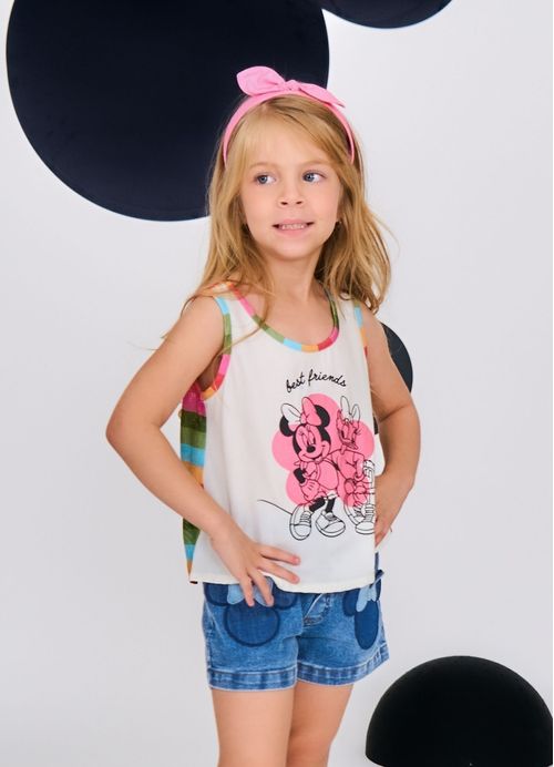 Regata Infantil Menina Estampa Jardim da Minnie Mouse