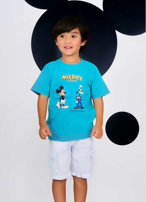 Camiseta Infantil Menino Mickey e Amigos - Azul