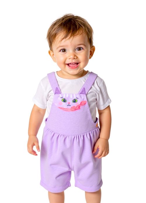 Jardineira Infantil Menina Gatinhos também Brincam