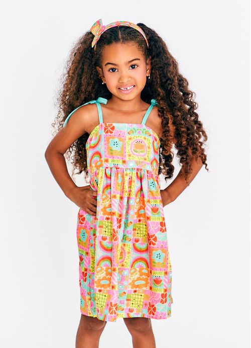 Vestido Infantil Estampa Patchflores