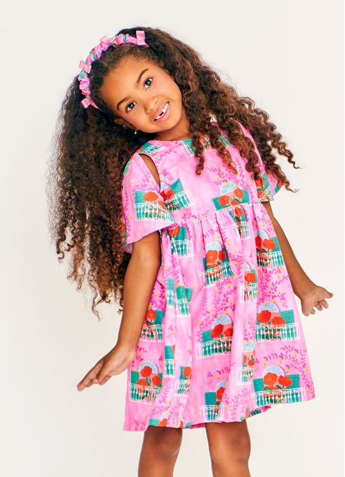 Vestido Infantil Estampa Flores na Janela