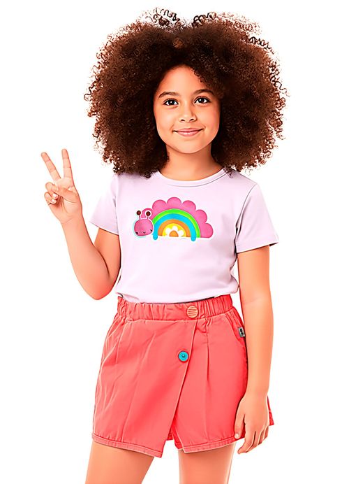 Short Saia Infantil Menina Borboleta - Cereja