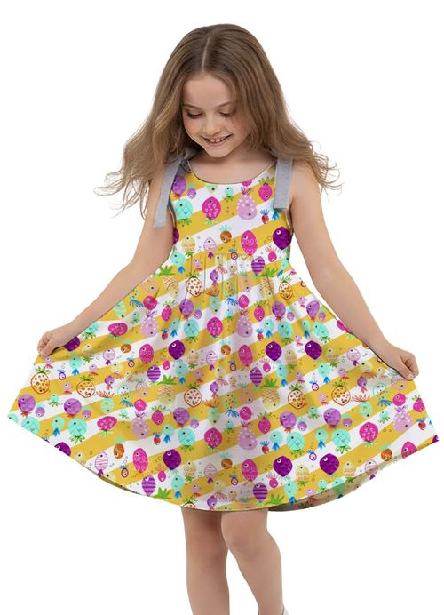 Vestido Infantil Menina Peixe Abacaxi