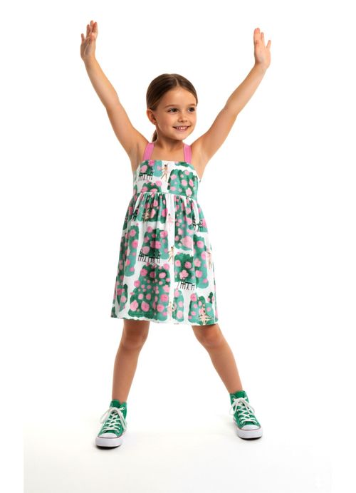 Vestido Infantil Estampa Ballet no Jardim