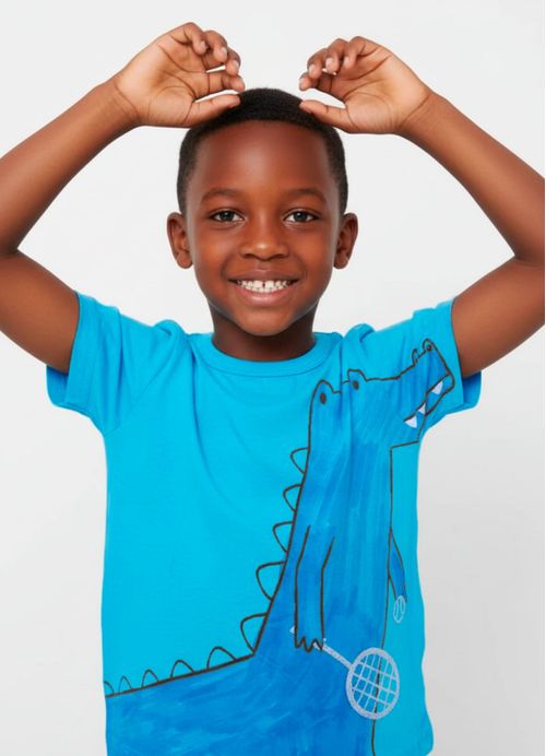 Camiseta Infantil Jacaré Tenista - Azul