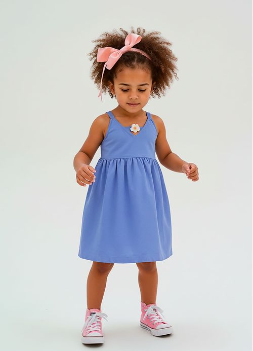 Vestido Infantil Florzinha - Azul