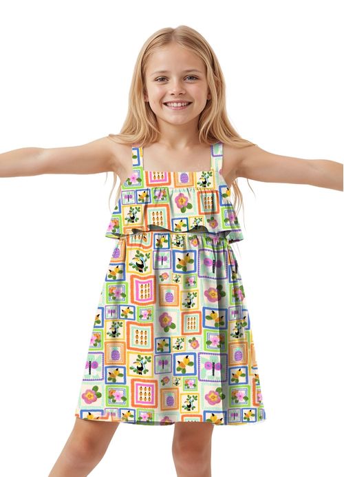 Vestido Infantil Estampa Geotropical