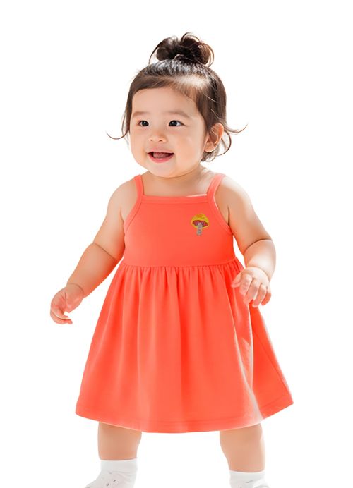 Vestido e Calcinha Infantil Cogumelo - Goiaba e Pêssego