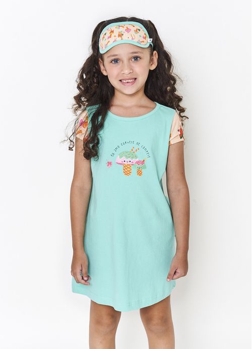 Camisola + Tapa Olho Infantil Estampa Sorvetinho