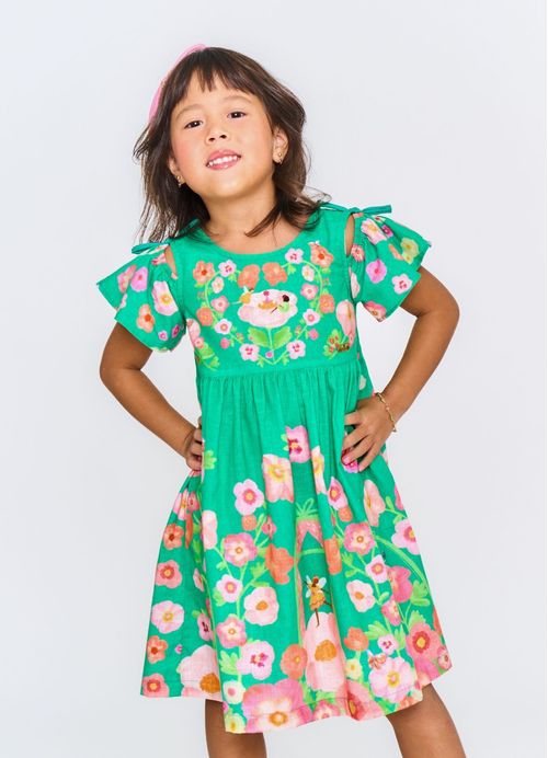 Vestido Infantil Estampa Hora do Chá