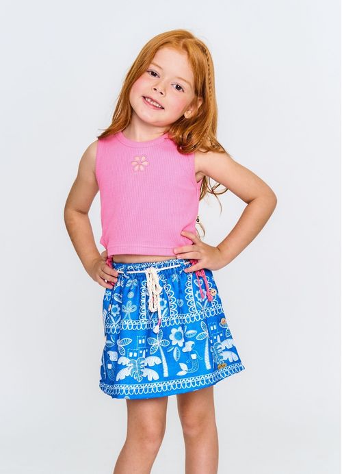 Short Saia Infantil Estampa No Litoral