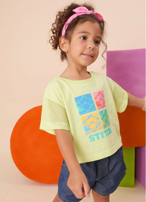 Blusa Infantil Menina Geotropical Lilo & Stitch - Verde