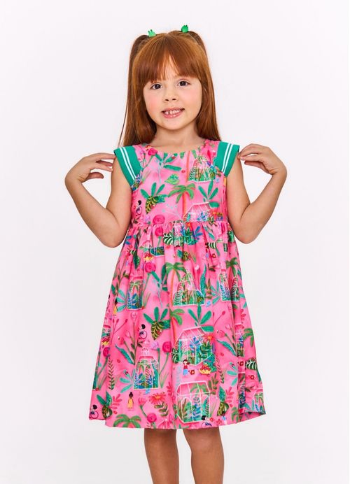 Vestido Infantil Estampa Casa de Flores