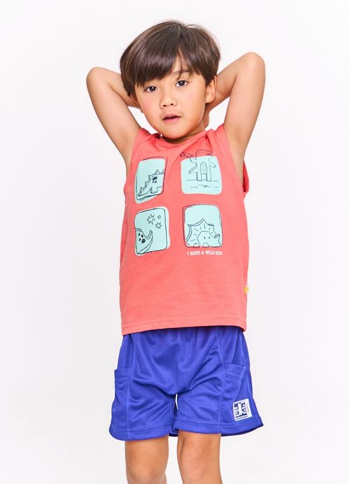 Regata Infantil Menino Estampa Dino de Brincar - Laranja