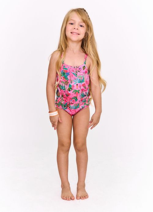 Maiô Infantil Casa de Flores + Pulseirinha identificação