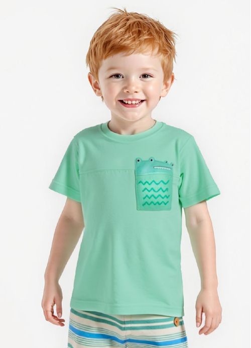 Camiseta Infantil Menino Jacaré Comilão - Verde