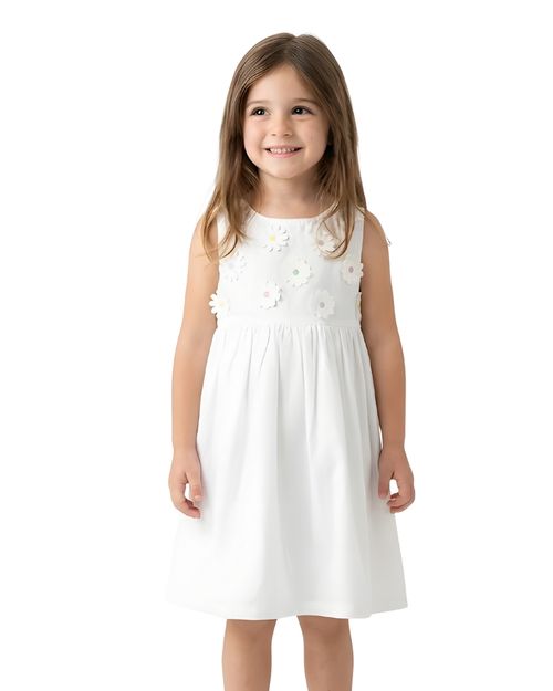 Vestido Infantil Florzinhas - Branco