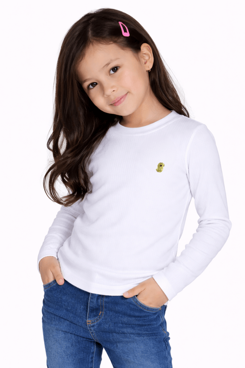 Blusa Manga Longa Infantil Menina Basiquinho