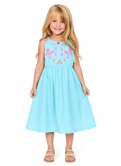 Vestido Infantil Estampa Azul - Lenço Tropical