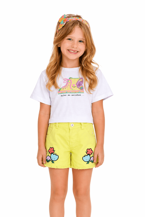 Short Infantil Menina Verde - Patchflores