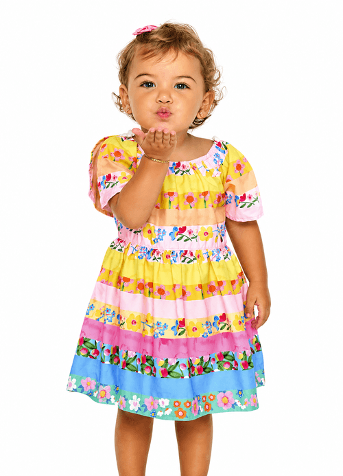 Vestido e Calcinha Infantil - Encanto em Listras